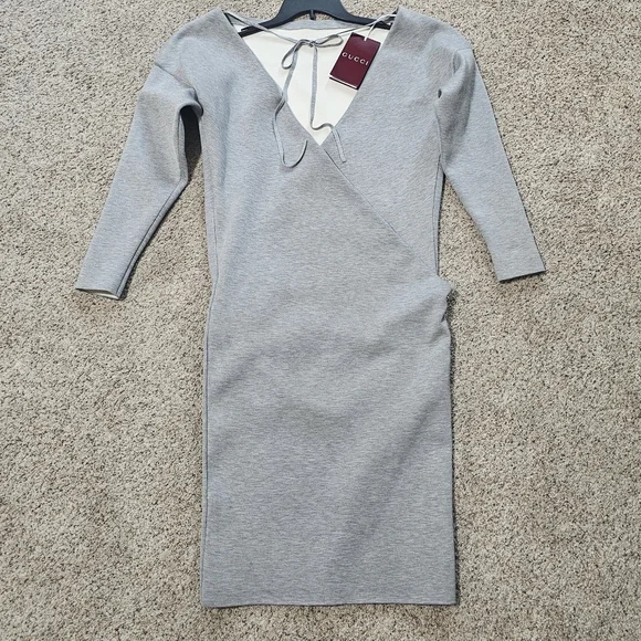 Gucci Wool-Blend Gray Stretch Dress Size S NWT - Picture 5 of 16